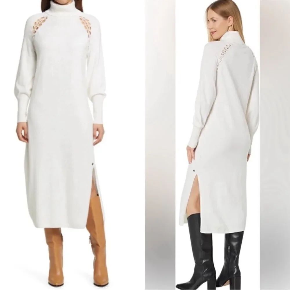 Ted Baker Malorri Knit Midi Dress in Cream Size 8/10
